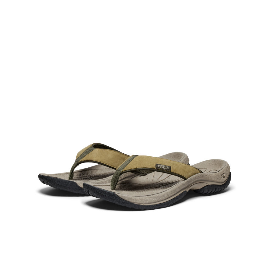 Men's Kona Leather Flip-Flop | Martini Olive/Forest Night - Image 2