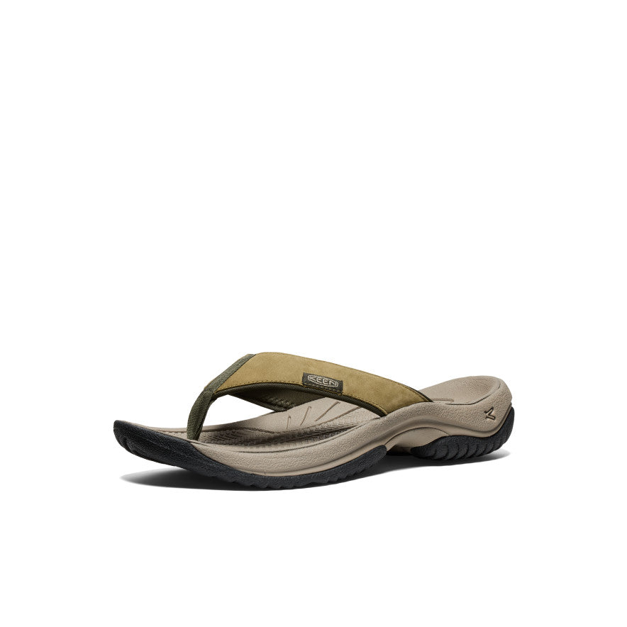 Men's Kona Leather Flip-Flop | Martini Olive/Forest Night - Image 3